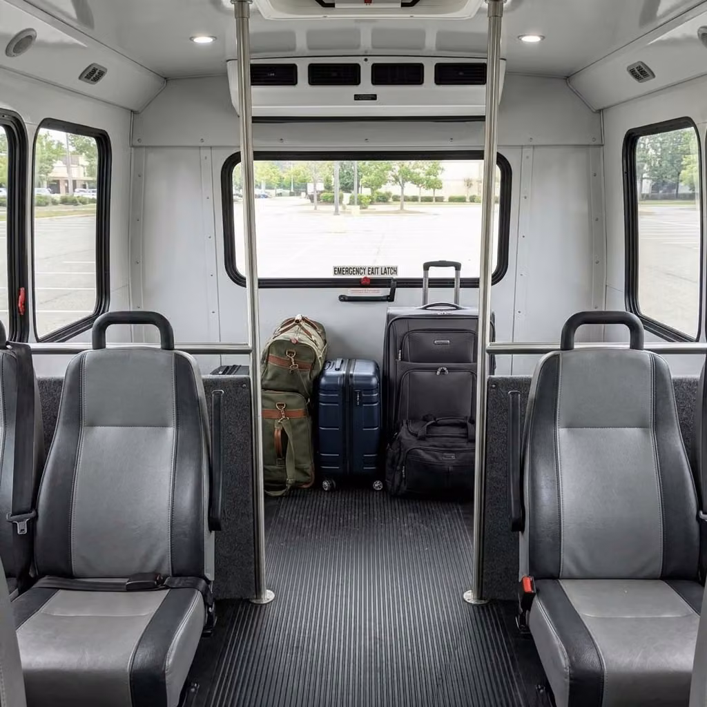 san gabriel 28 passenger minibus luggage area