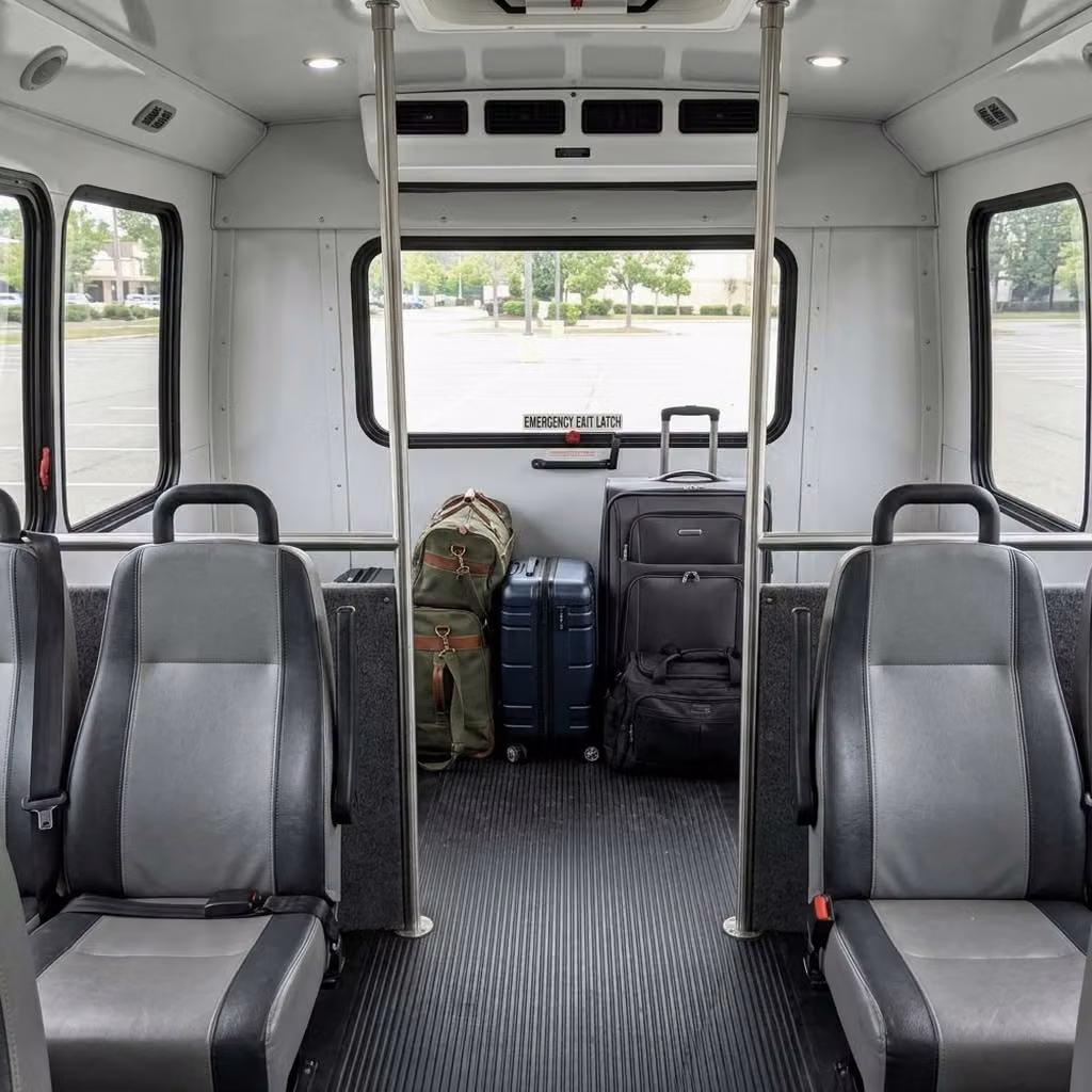 san gabriel 35 passenger minibus luggage area