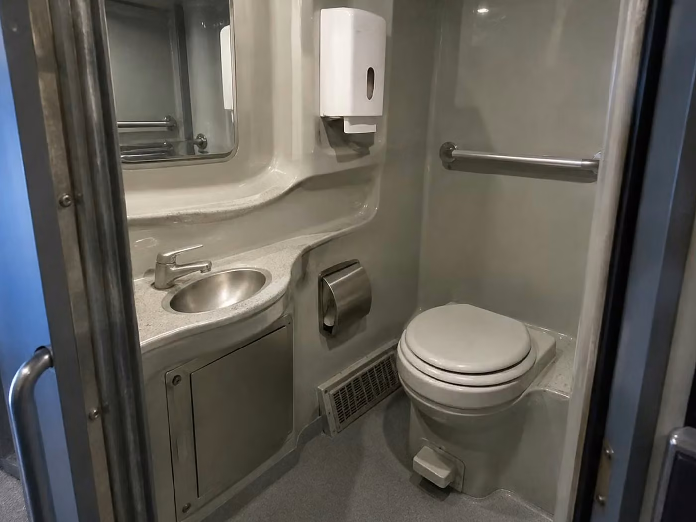 san gabriel 56 passenger charter bus onboard restroom