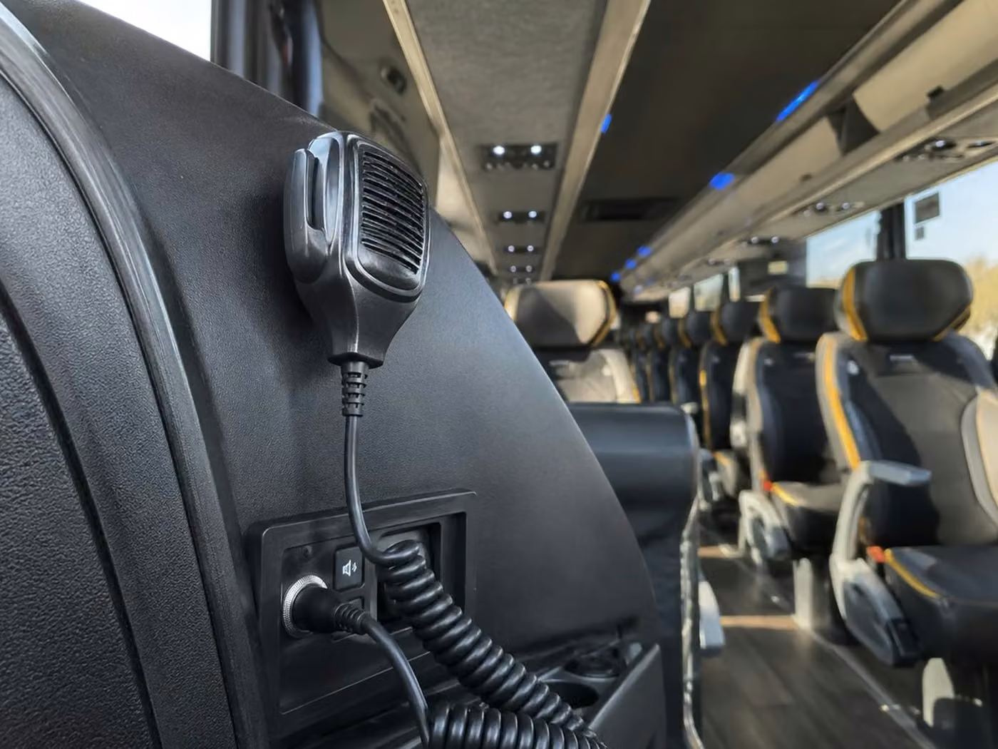 san gabriel 56 passenger charter bus pa system