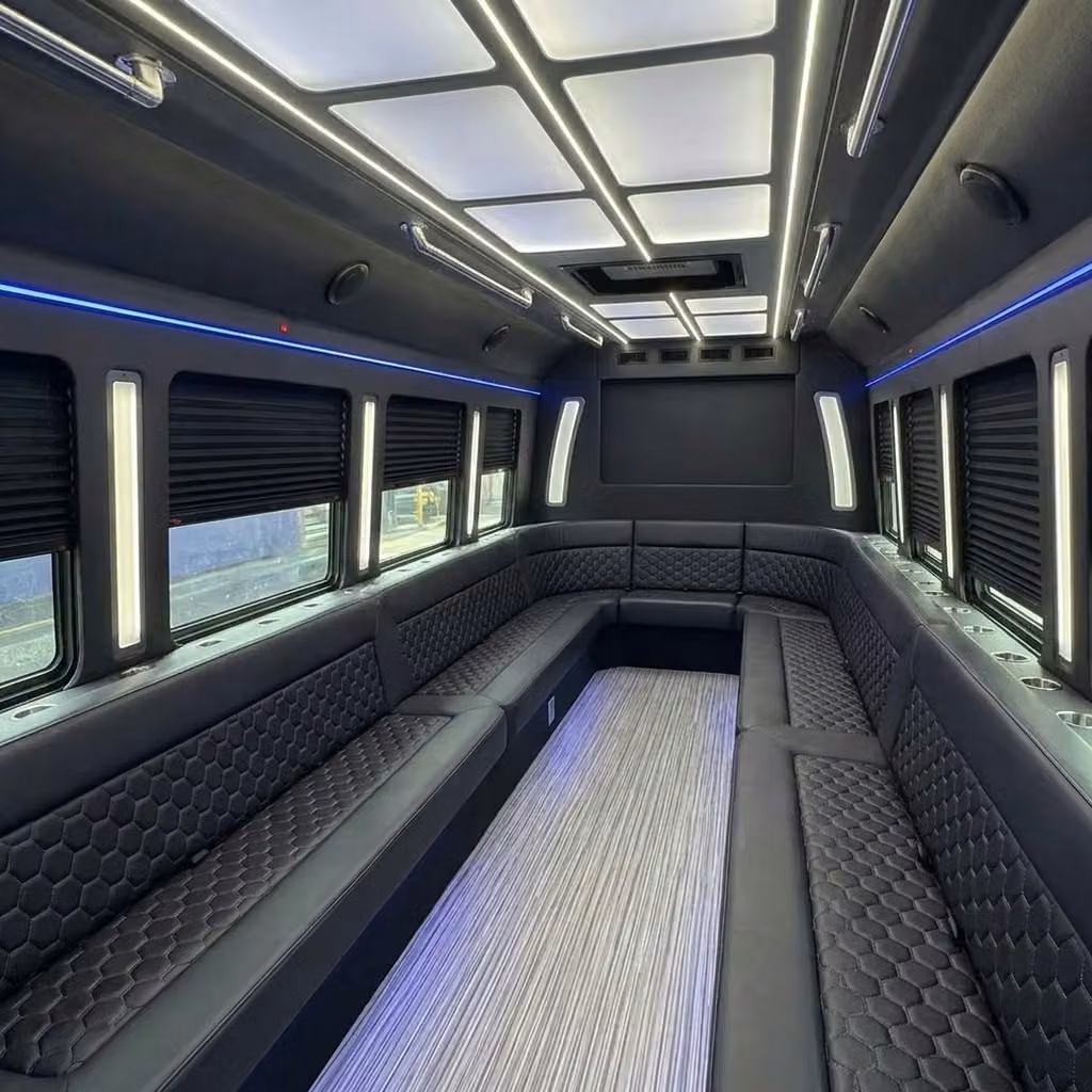 san gabriel party bus wraparound seating