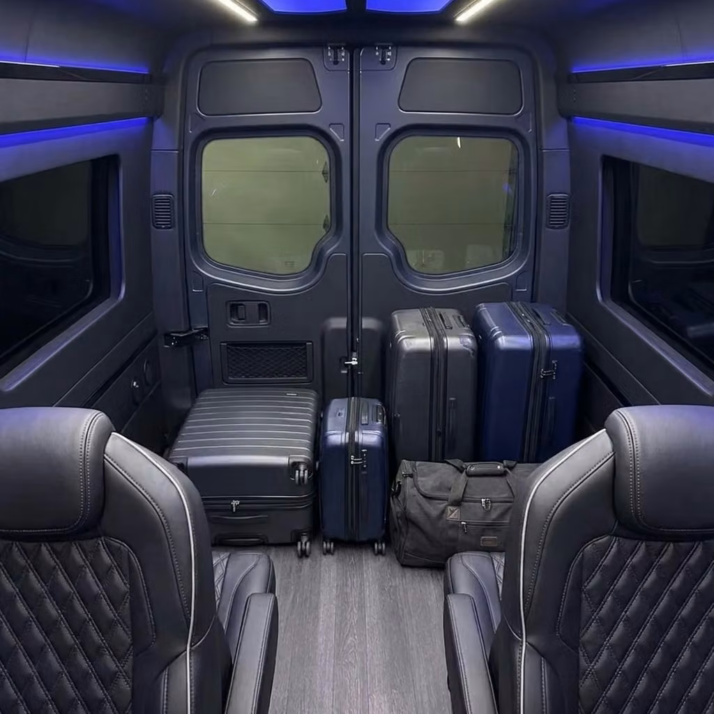 san gabriel sprinter van rental with driver luggage area